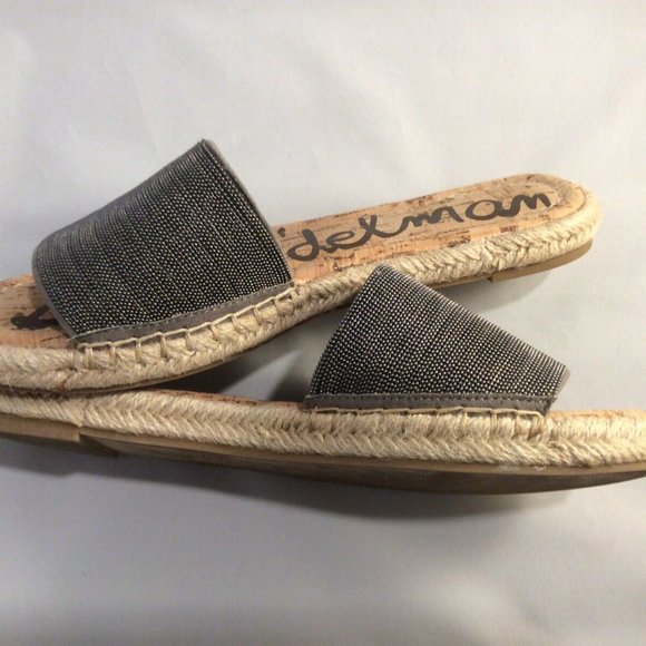 Sam Edelman Women's Aluna Slide Sandal Pewter Braided Espadrille Size 7.5 M - Picture 8 of 11
